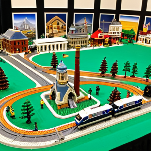 Home 19 LEGO City Display**
"A sprawling LEGO city display at BrickFair Virginia, showcasing intricate buildings, trains, and vehicles, fully clothed attendees observing, appropriate content, professional photography, perfect anatomy, correct proportions, natural pose, safe for work, family-friendly. The scene is brightly lit, emphasizing the detail in the LEGO creations. Modest attire is visible on the observers."
**