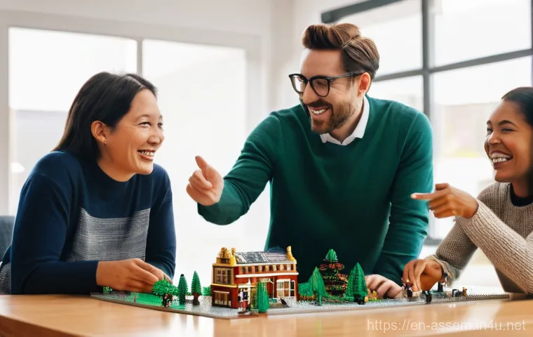 레고 조립의 치유 효과 - **"A vibrant and creative scene featuring an adult man in his mid-30s, dressed in a casual button-up... 레고 조립의 치유 효과 - **"A vibrant and creative scene featuring an adult man in his mid-30s, dressed in a casual button-up...