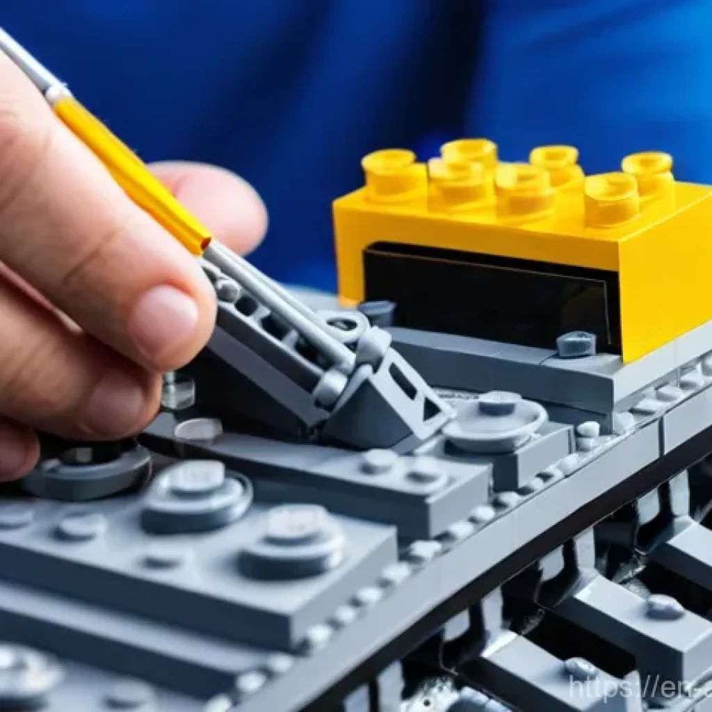 레고 조립 시간 비교 - **Prompt:** A highly detailed close-up of an adult (30s-40s, wearing casual attire like a t-shirt an...