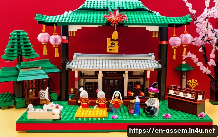 레고와 세계 각국의 콜라보 - **A Vibrant Lunar New Year Celebration with LEGO Models:**
    An intricately detailed, wide-angle s...