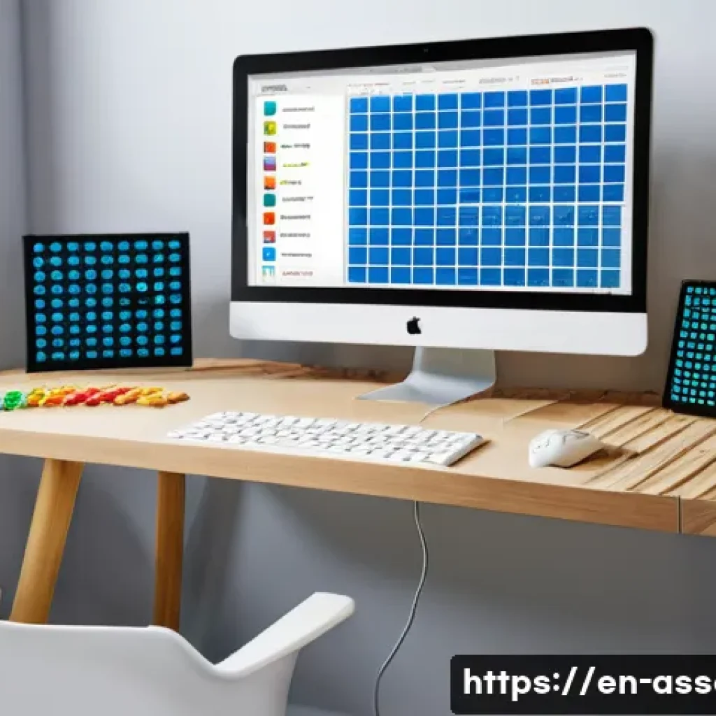 레고 창작 앱 활용법 - A detailed digital LEGO workspace scene showing a modern computer screen displaying a LEGO design ap...
