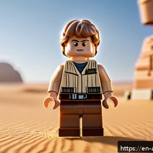 Home 32 레고 스타워즈 루크 스카이워커 세트 - A highly detailed LEGO Luke Skywalker figure standing heroically on a miniature Tatooine desert dior...