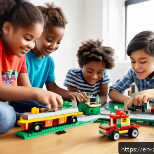 Home 31 레고와 스팀 교육의 연관성 - A diverse group of children aged around 8-12 years old, wearing casual clothes and some in colorful ...