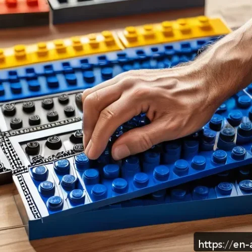 Home 17 레고 전문가의 조립 팁 - A detailed close-up of a LEGO builder’s hands carefully aligning and pressing together staggered lay...