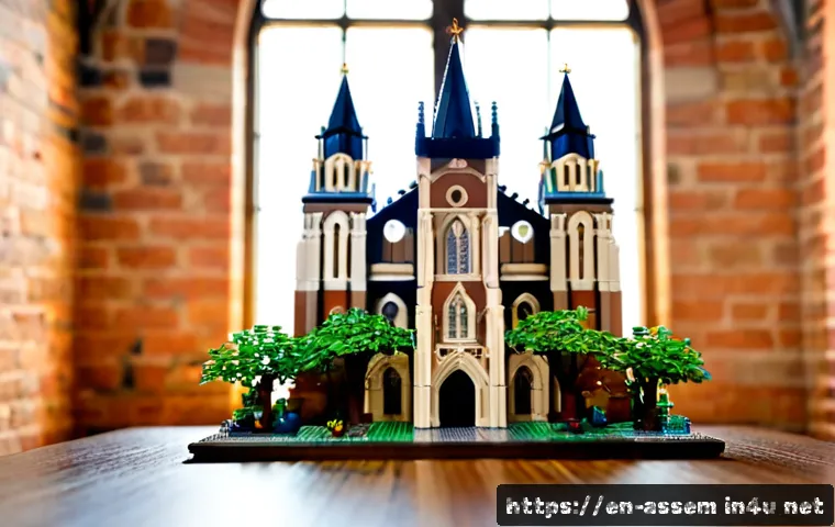 레고 브릭으로 만든 랜드마크 - Photorealistic tabletop scene of a detailed miniature world landmark built entirely from colorful in...